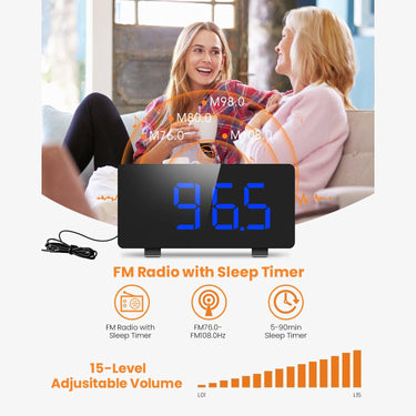 Large Screen Digital Alarm Clock with FM Radio Dual Alarms 6.7'' LED Screen USB Port for Charging Automatic Dimmer Snooze from NSE Imports #2.